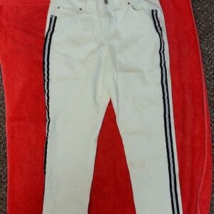 Womens Pant blk/wht Blue Jean  black Double stich down side leg size 12 Skinny